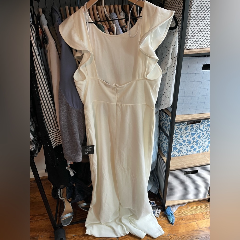 Feel Your Love White Ruffled Wide-Leg Jumpsuit from Lulus